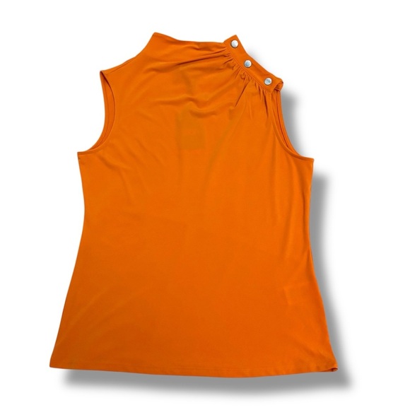 Dkny Tops - NWT DKNY Orange High Neck Mock Neck Silver Button Office Top – Medium
